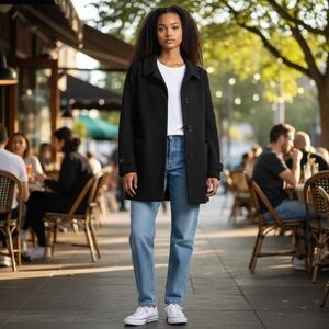 Cashmere Wool forecaster of Boston Stylish Black car Coat women’s 14